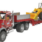 Camion porte-engins MACK GRANITE avec tractopelle JCB