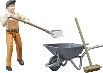 Personnage de chantier avec brouette et accessoires – Image 4