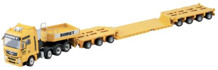 MAN TGX XXL 8x4 avec remorque porte-engins 3+4 essieux