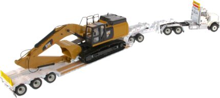 IH HX520 6x4 avec remorque porte-engins et pelle CAT 349F – Image 3