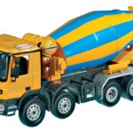 MERCEDES Actros 4 essieux avec malaxeur, bleu et jaune