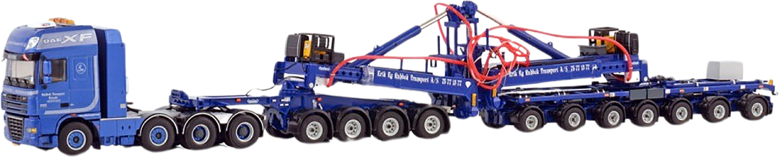 WSI01-4151 DAF XF105 Super Space Cab 8x4 avec remorque porte-tubes à éolienne 4+7 essieux – Image 1