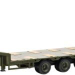 Remorque porte-engins 5 essieux avec rampe, couleur militaire