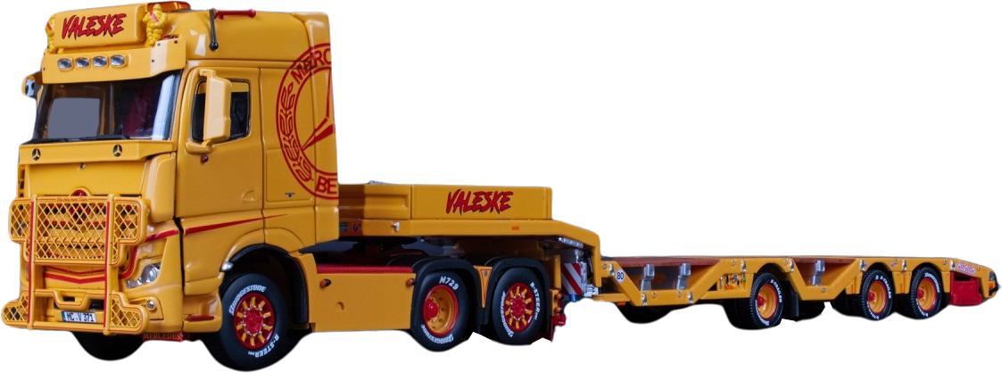 IMC32-0162 MERCEDES Actros GigaSpace 6x2 avec remorque porte-engins 3 essieux VALESKE – Image 1