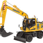 1/50 KOMATSU PW180-11 Pelle sur pneus avec accessoires