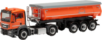 MAN TGS M 4x2 avec benne 3 essieux, orange