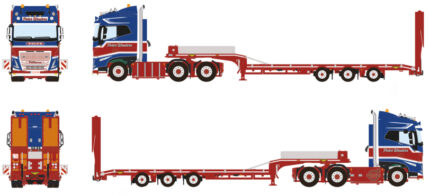 VOLVO FH5 Globetrotter XL 6x2 avec remorque porte-engins à rampes 3 essieux – Image 4
