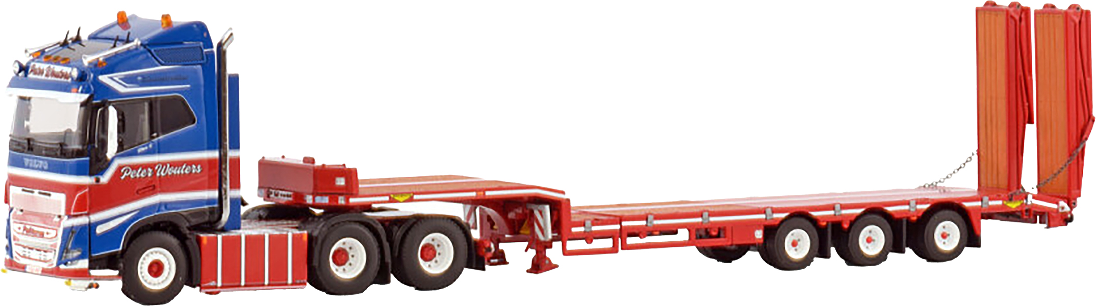 T+T Aankondiging VOLVO FH5 Globetrotter XL 6x2 avec remorque porte-engins à rampes 3 essieux – Image 1