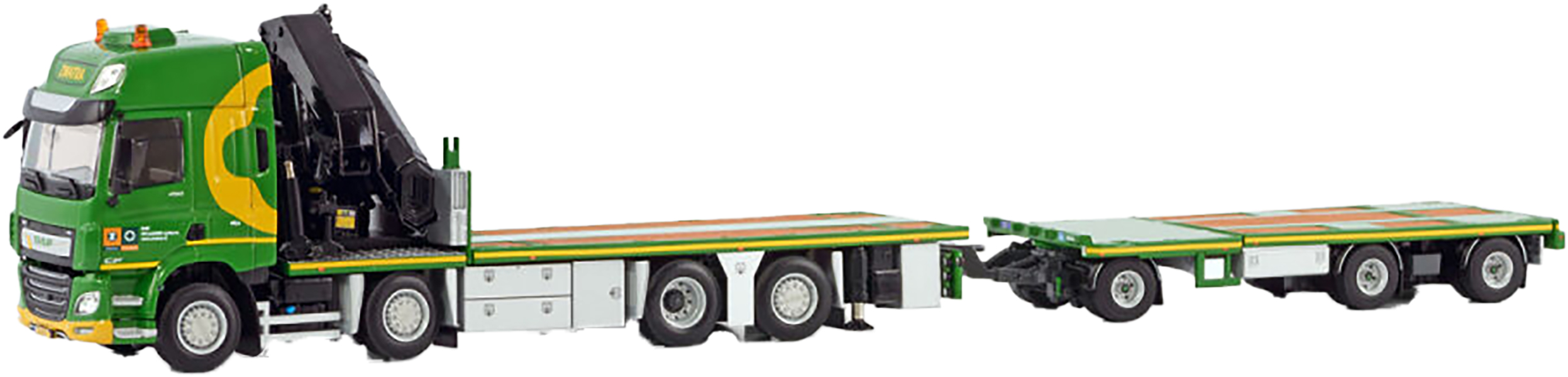 WSI01-4201 DAF CF SC 8x2 porteur avec grue PALFINGER 65002 et remorque plateau ZWATRA – Image 1