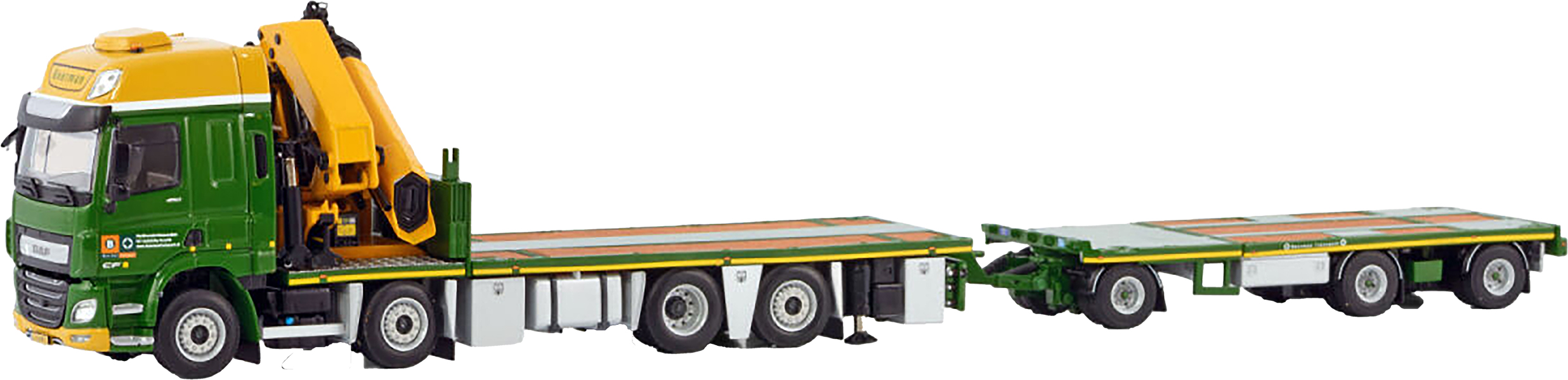 WSI01-4202 DAF CF SC 8x2 porteur avec grue PALFINGER 65002 et remorque plateau BOERMAN – Image 1