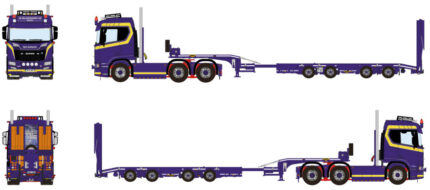 SCANIA R Normal 6x2 avec remorque porte-engins 4 essieux a rampes – Image 5
