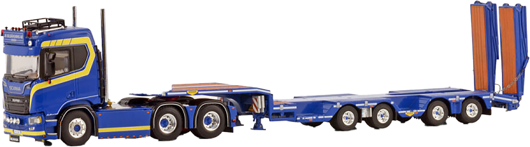 WSI01-4282 SCANIA R Normal 6x2 avec remorque porte-engins 4 essieux a rampes – Image 1