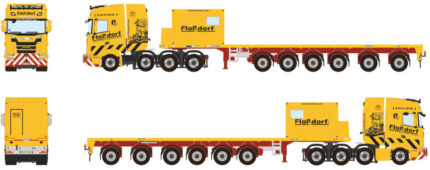 1/50 SCANIA S High 8x4 avec remorque plateau 6 essieux et container 10 pieds – Image 5