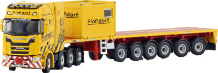 1/50 SCANIA S High 8x4 avec remorque plateau 6 essieux et container 10 pieds – Image 4