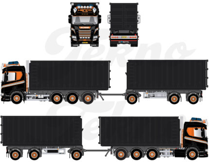 SCANIA R Top 6x2 combiné porteur et remorque ampliroll avec 2 container 40m3 – Image 6