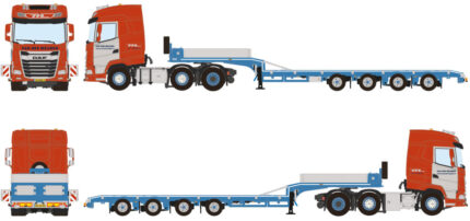 DAF XG 6x2 avec remorque porte-engins 4 essieux – Image 5