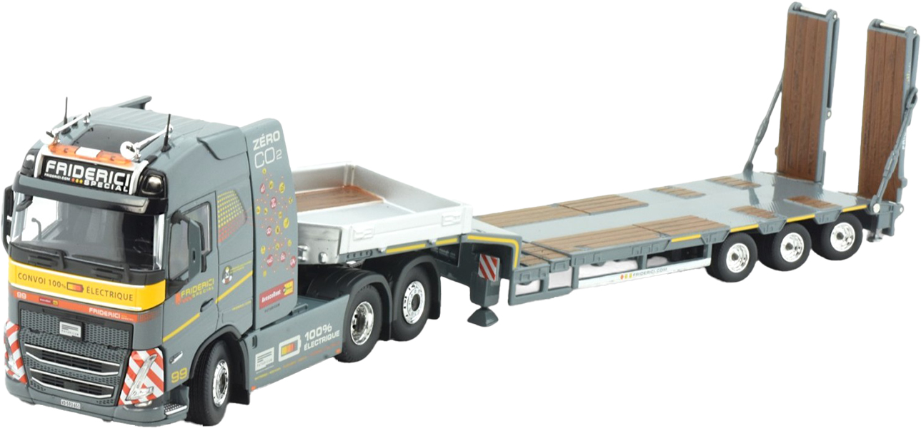 TEKN84087 VOLVO FH5 Globetrotter Electric 6x2 avec remorque porte-engins 3 essieux – Image 1