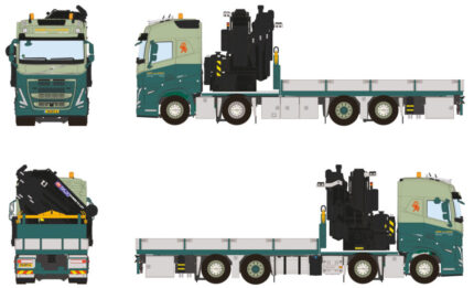 VOLVO FH5 Globetrotter 8x2 porteur plateau avec grue FASSI 1300 – Image 4