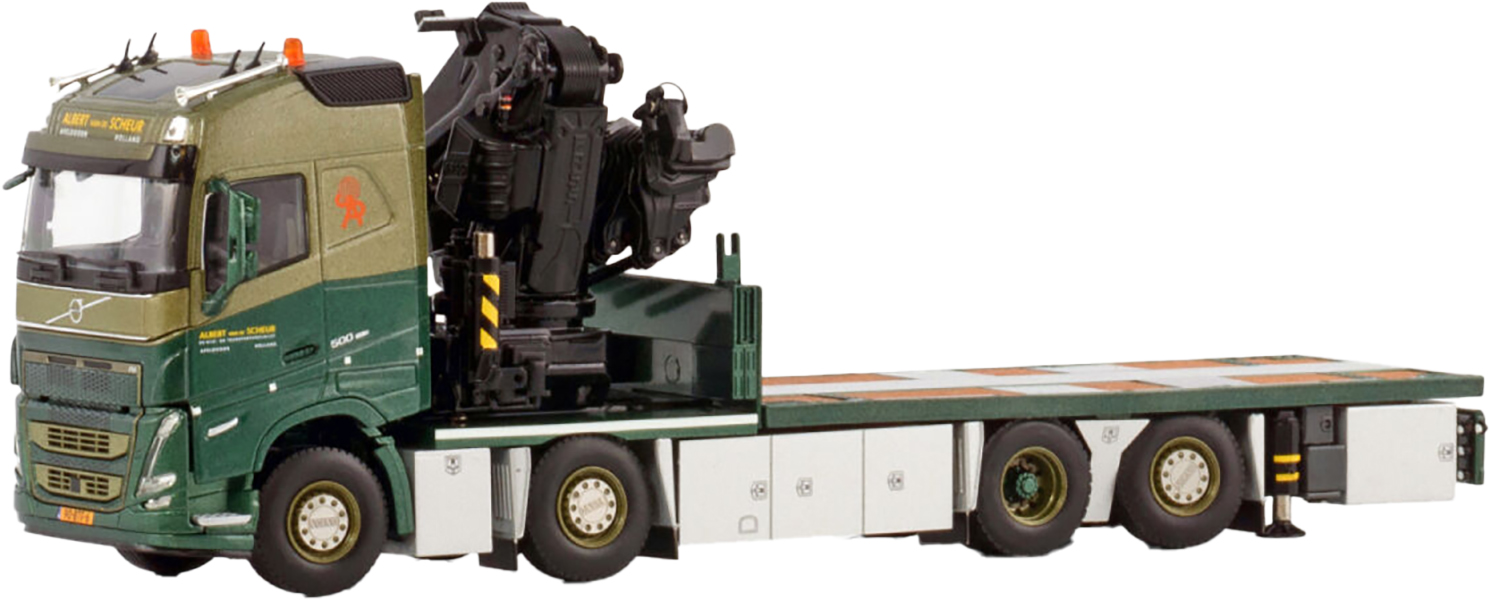WSI01-4428 VOLVO FH5 Globetrotter 8x2 porteur plateau avec grue FASSI 1300 – Image 1