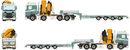 SCANIA R Normal 8x4 avec grue PALFINGER PK135.000 et porte-engins 4 essieux – Image 5