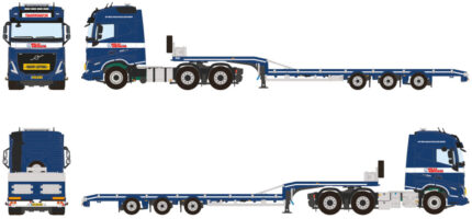 VOLVO FH5 Globetrotter 6x2 avec remorque porte-engins 3 essieux – Image 5