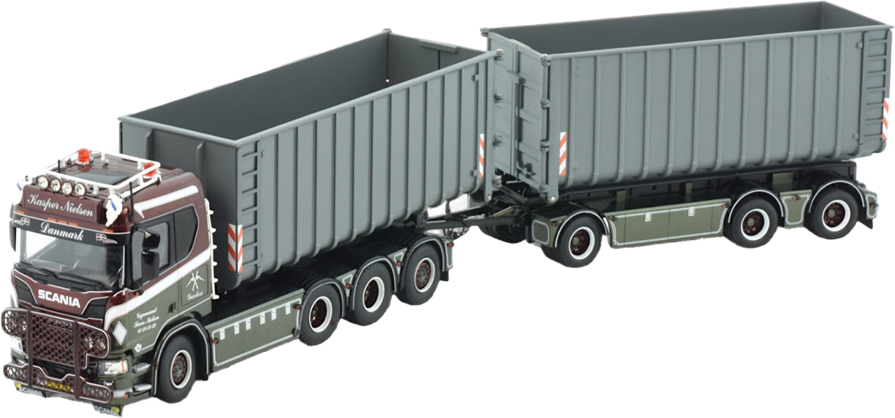 TEKN86531 SCANIA R Topline 8x4 Combiné porteur et remorque ampliroll avec 2 containers 40 m3 – Image 1