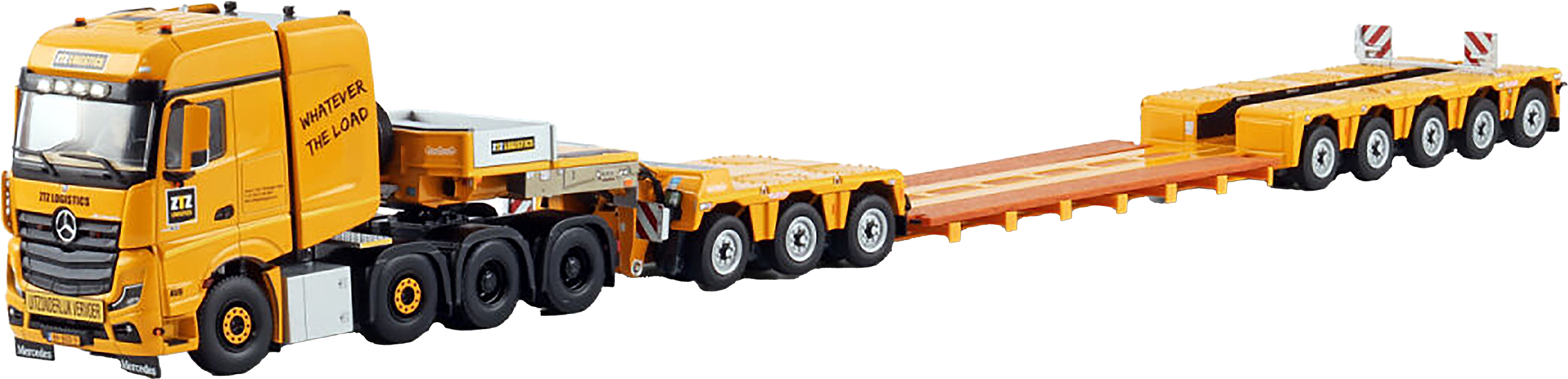 WSI 01-4624 MERCEDES Actros MP5 BigSpace 8x4 avec remorque porte-engins 3+5 essieux – Image 1