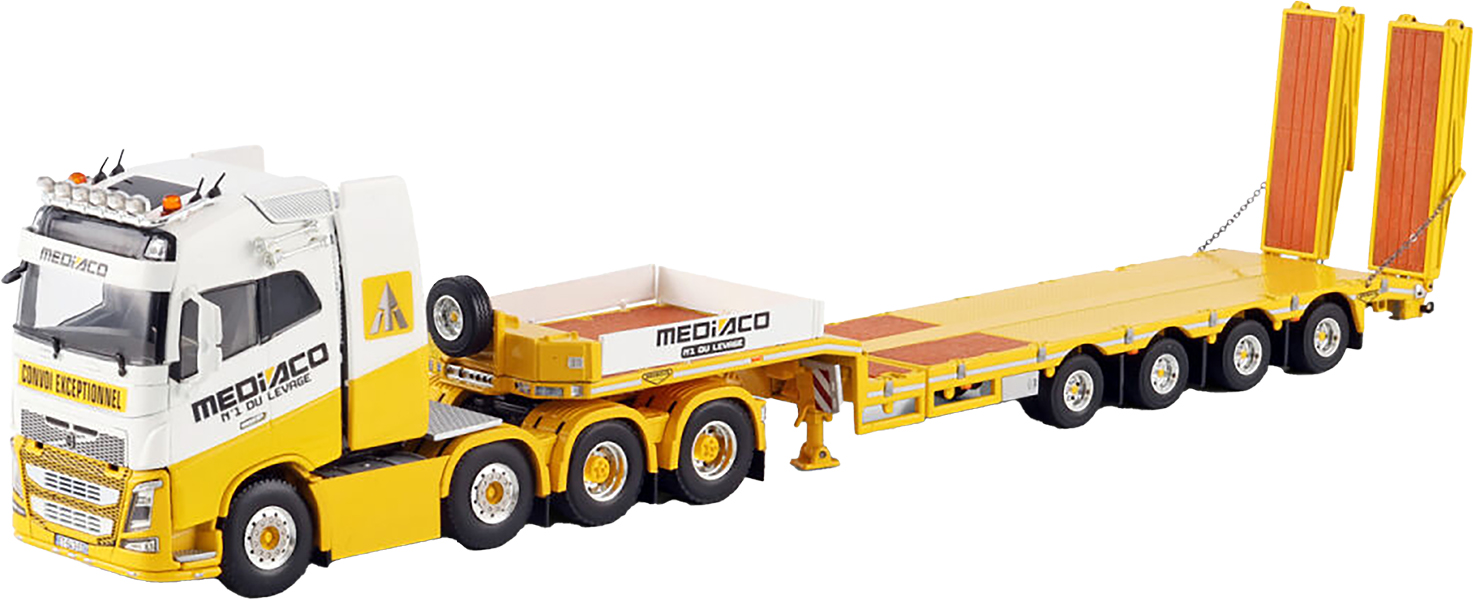 WSI01-4753 VOLVO FH4 Globetrotter 8x4 avec remorque porte-engins à rampes 4 essieux – Image 1