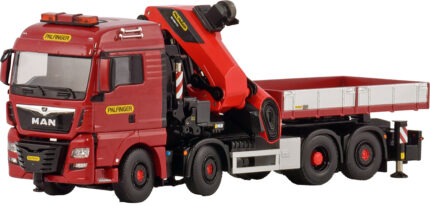 MAN TGX XLX 8x2 avec grue PALFINGER PK1650, rouge – Image 4