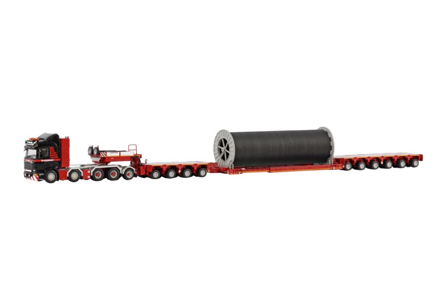 WSI410306-Photoroom SCANIA Streamline Highline 8x4 avec remorque porte-engins 4+6 essieux et bobine de cable – Image 1