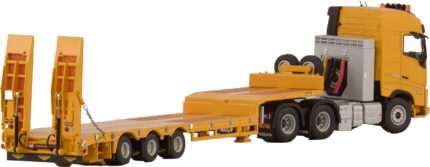 VOLVO FH5 Globetrotter 6x2 avec remorque porte-engins a rampes 3 essieux, jaune – Image 3