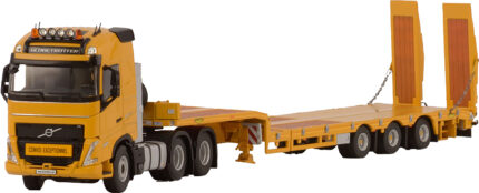 VOLVO FH5 Globetrotter 6x2 avec remorque porte-engins a rampes 3 essieux, jaune – Image 4