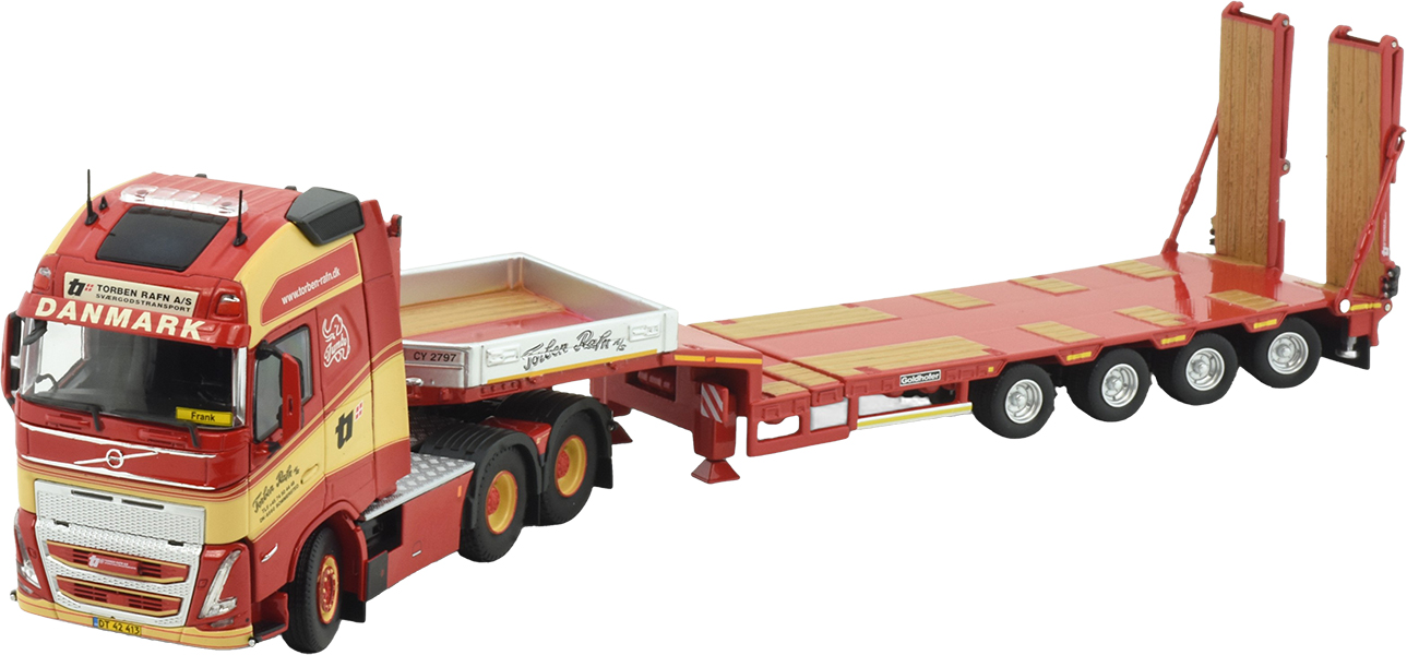 TEKN86275 VOLVO FH5 Globetrotter 6x4 avec remorque porte-engins à rampes 4 essieux – Image 1