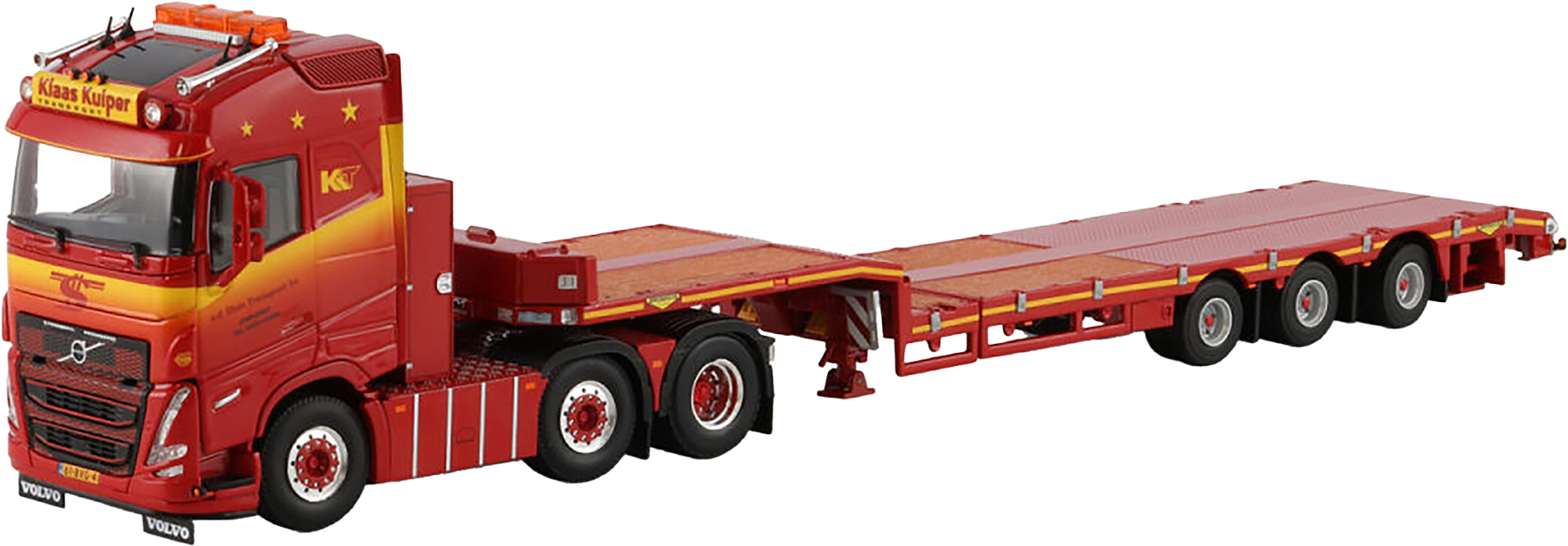 WSI01-4628 VOLVO FH5 Globetrotter 6x2 avec remorque porte-engins 3 essieux – Image 1