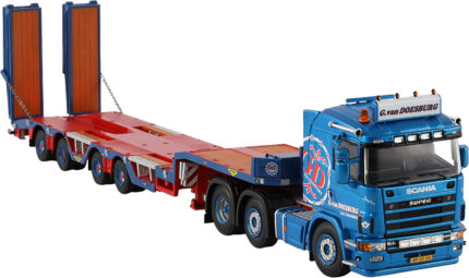 SCANIA Serie 4 Flat Roof 6x2 avec remorque porte-engins à rampes 4 essieux – Image 2