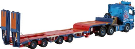 SCANIA Serie 4 Flat Roof 6x2 avec remorque porte-engins à rampes 4 essieux – Image 3