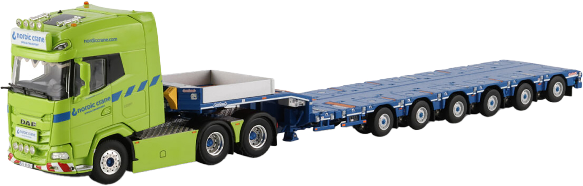 WSI01-4854 DAF XG+ 6x4 avec remorque porte-engins 6 essieux – Image 1