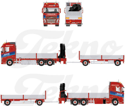 VOLVO FH4 Globetrotter 6x4 combiné porteur et remorque plateau avec grue de chargement – Image 5