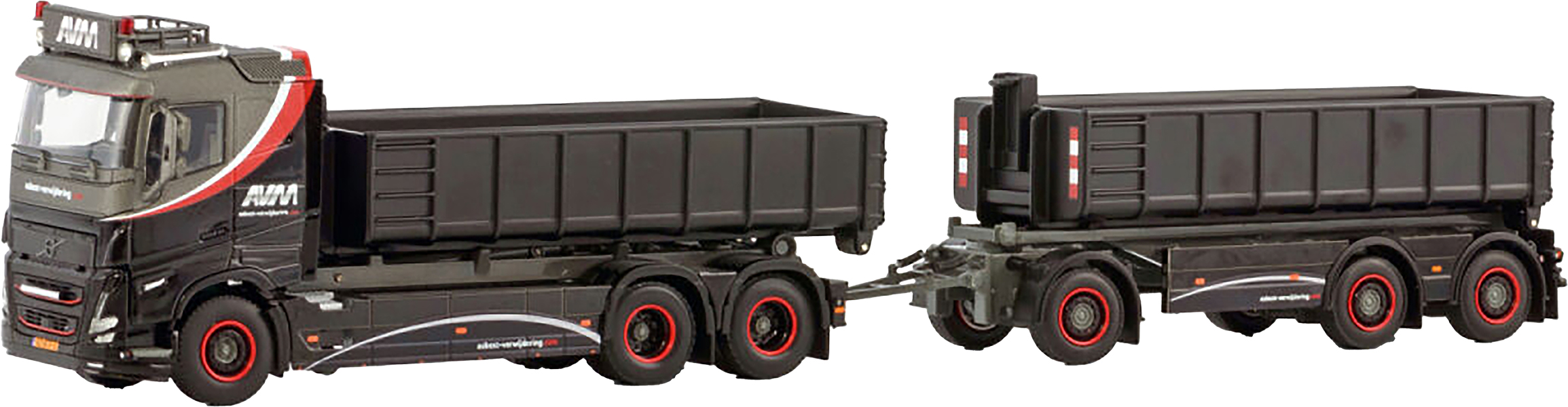 WSI01-4620 VOLVO FH5 Sleeper Cab 6x2 combiné porteur et remorque ampliroll avec 2 containers – Image 1