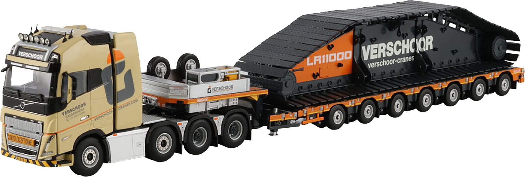 WSI01-4958 VOLVO FH5 Globetrotter XL 8x4 avec remorque porte-engins 7 essieux – Image 1