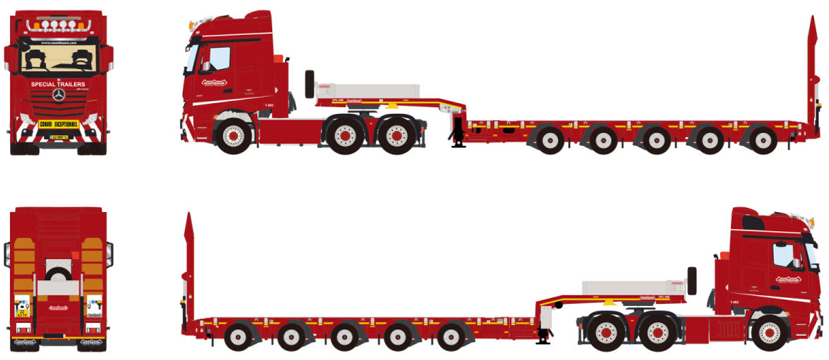 WSI6073365-RESA MERCEDES Actros MP5 BigSpace 6x4 avec remorque porte-engins à rampes 5 essieux – Image 1