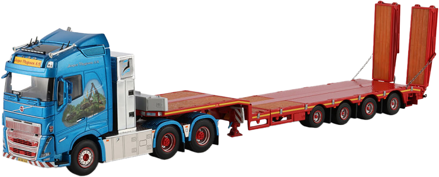 WSI01-4924 VOLVO FH5 Globetrotter 6x2 avec remorque porte-engins à rampes 4 essieux – Image 1