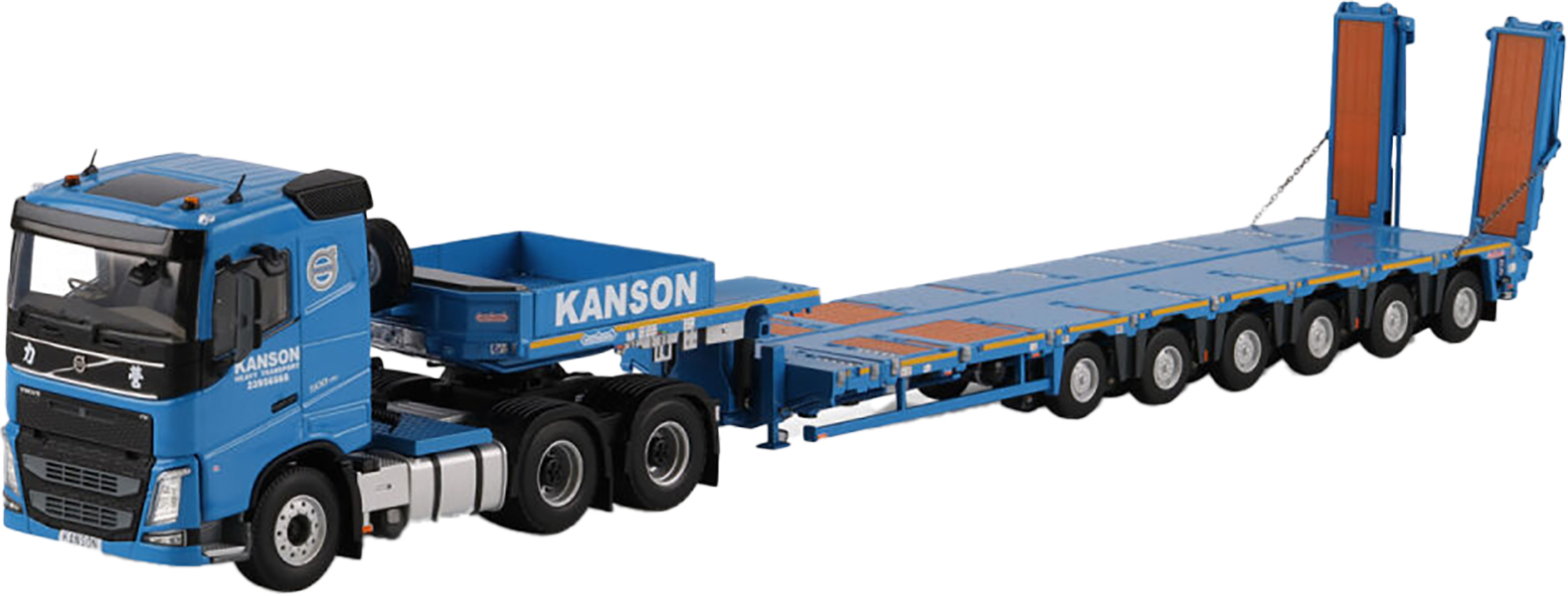 WSI01-5044 VOLVO FH4 Sleeper Cab 6x4 avec remorque porte-engins à rampes 6 essieux – Image 1
