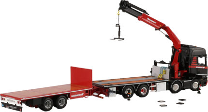 SCANIA R High 8x2 combiné porteur et remorque plateau avec grue PALFINGER PK370 – Image 6