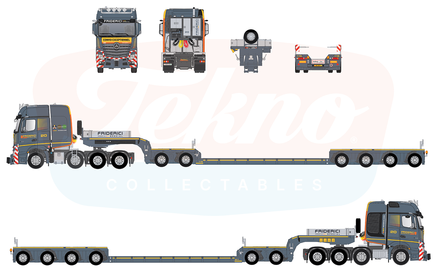TEKN90417-RESA MERCEDES Actros GigaSpae 8x4 avec remorque porte-engins BROSHUIS 2+4 essieux – Image 1