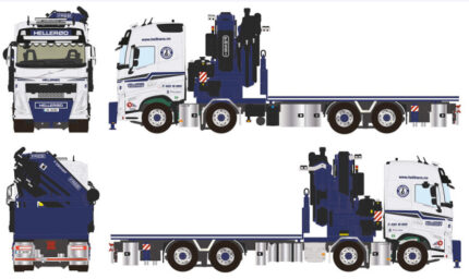 VOLVO FH5 Globetrotter 8x2 porteur plateau avec grue FASSI 1100 – Image 6