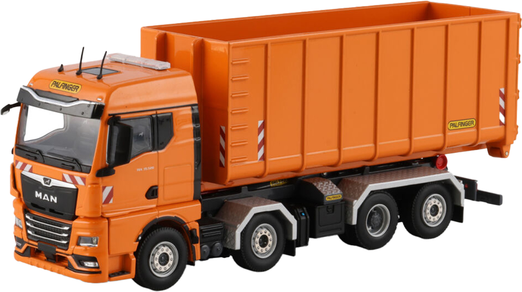 WSI04-2238 MAN TGX GM 8x2 porteur Ampliroll avec conteiner 40m3 orange – Image 1