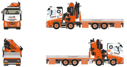 VOLVO FH Aero 8x2 porteur plateau avec grue FASSI 1100 – Image 5