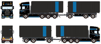 SCANIA R Highline 8x2 combiné porteur et remorque ampliroll avec 2 containers 40m3 – Image 3