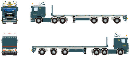 SCANIA R Flat Roof 6x2 avec remorque plateau 3 esssieux – Image 2